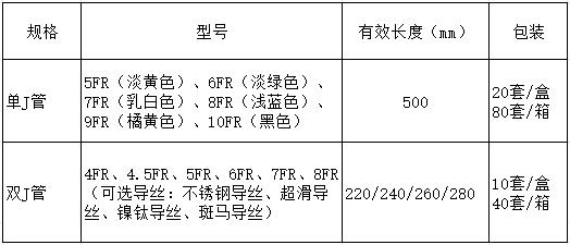 输尿管支架型号 单彩页